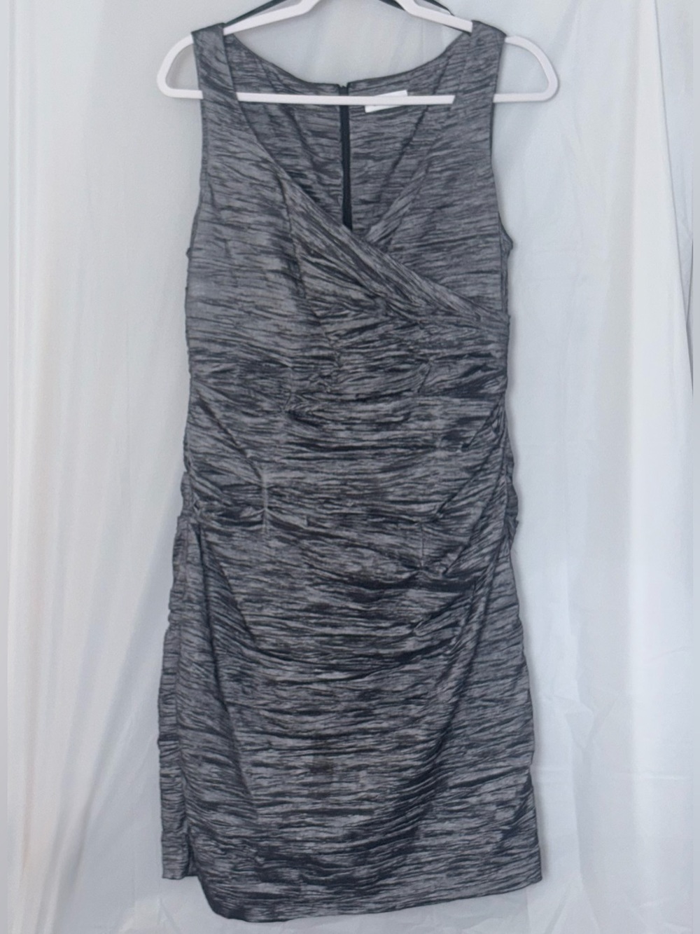 Calvin Klein Silvery/Grey/Black Ruched Cocktail Dress Size 10